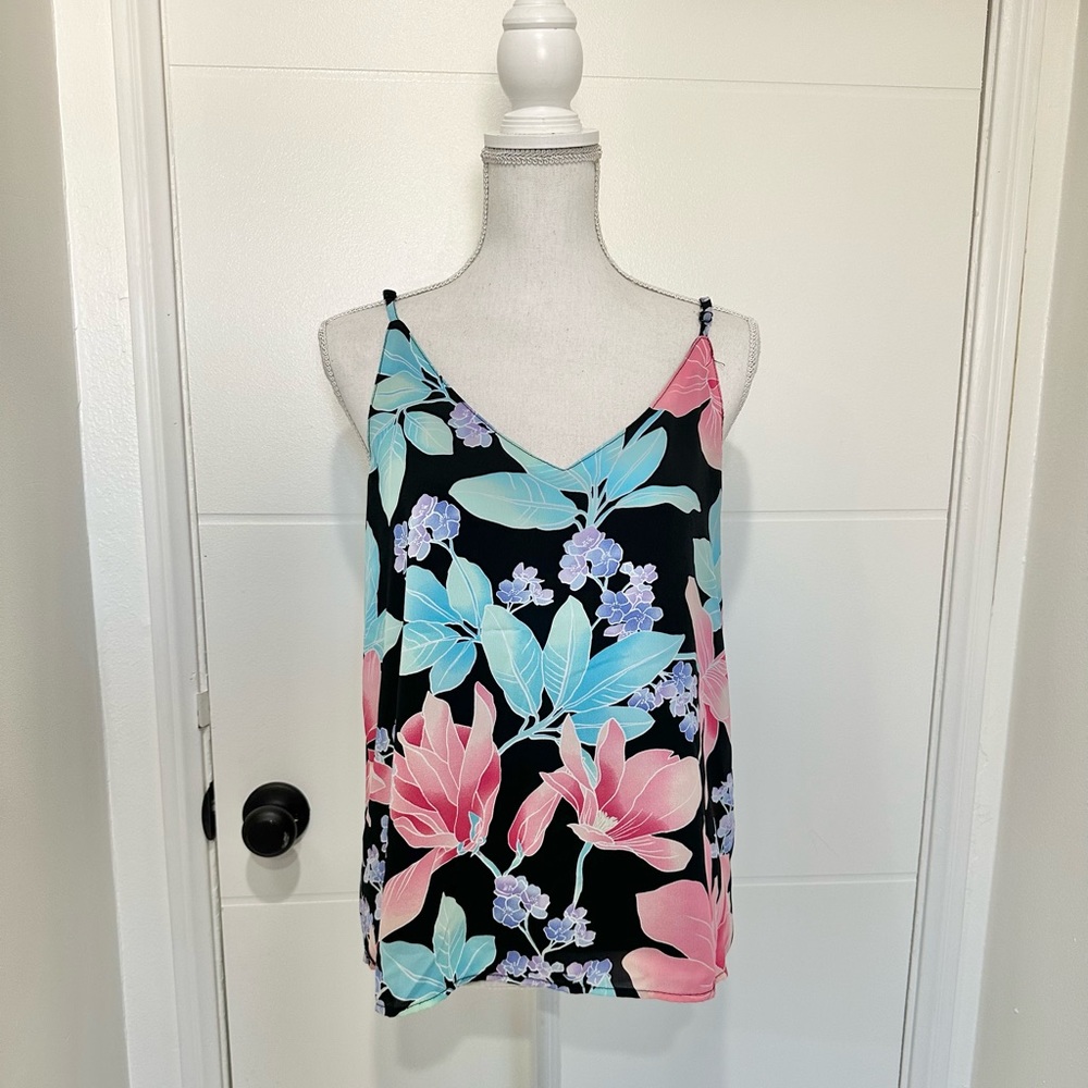 Floral print spaghetti strap tank top